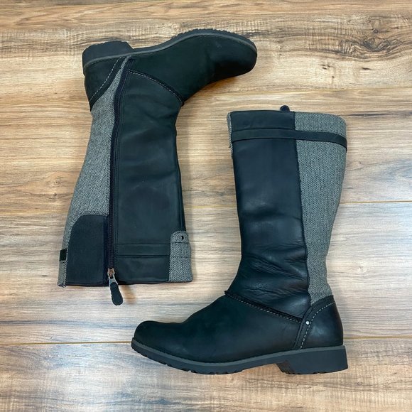 Eddie Bauer Tall Riding Boots‎ Herringbone Accent Women's 9 Color Black/Gray - Picture 2 of 11